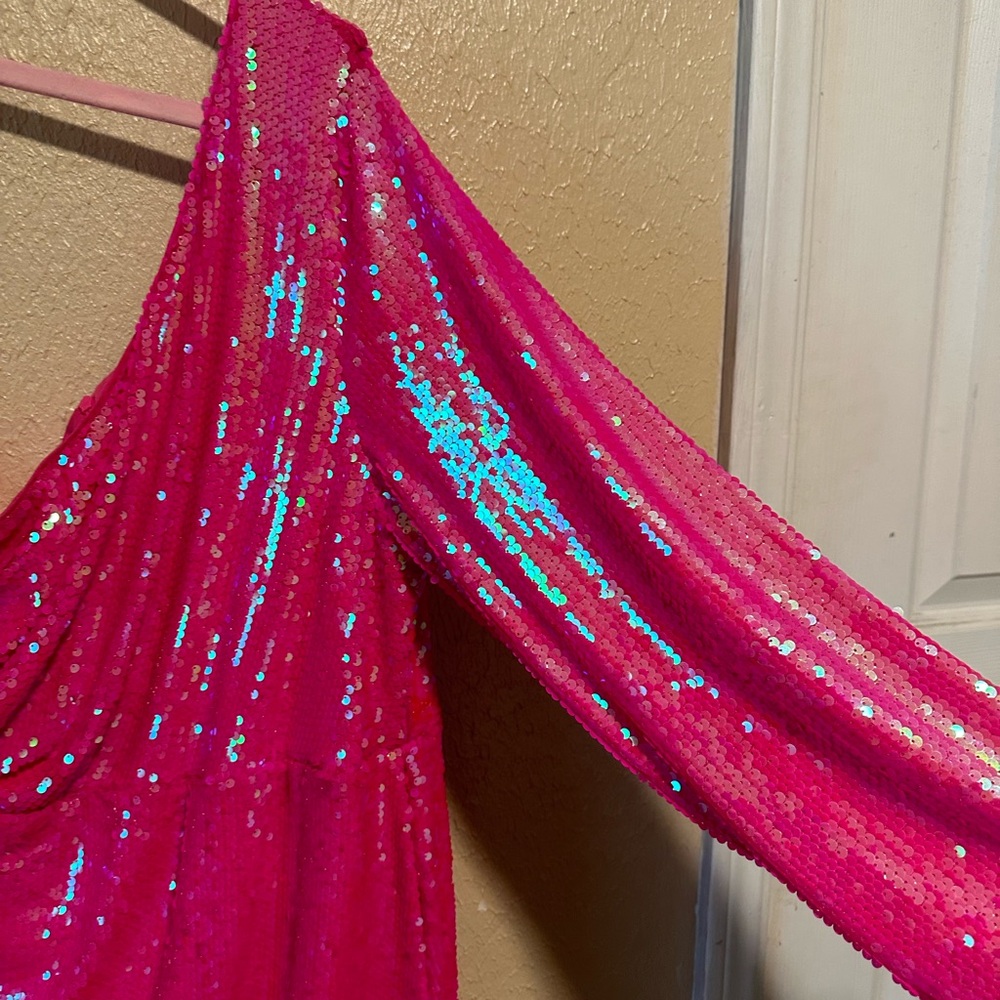 FAERIESTY Sequins Cocktail Dress Size 4X Plus Size Barbie pink - Picture 11 of 12
